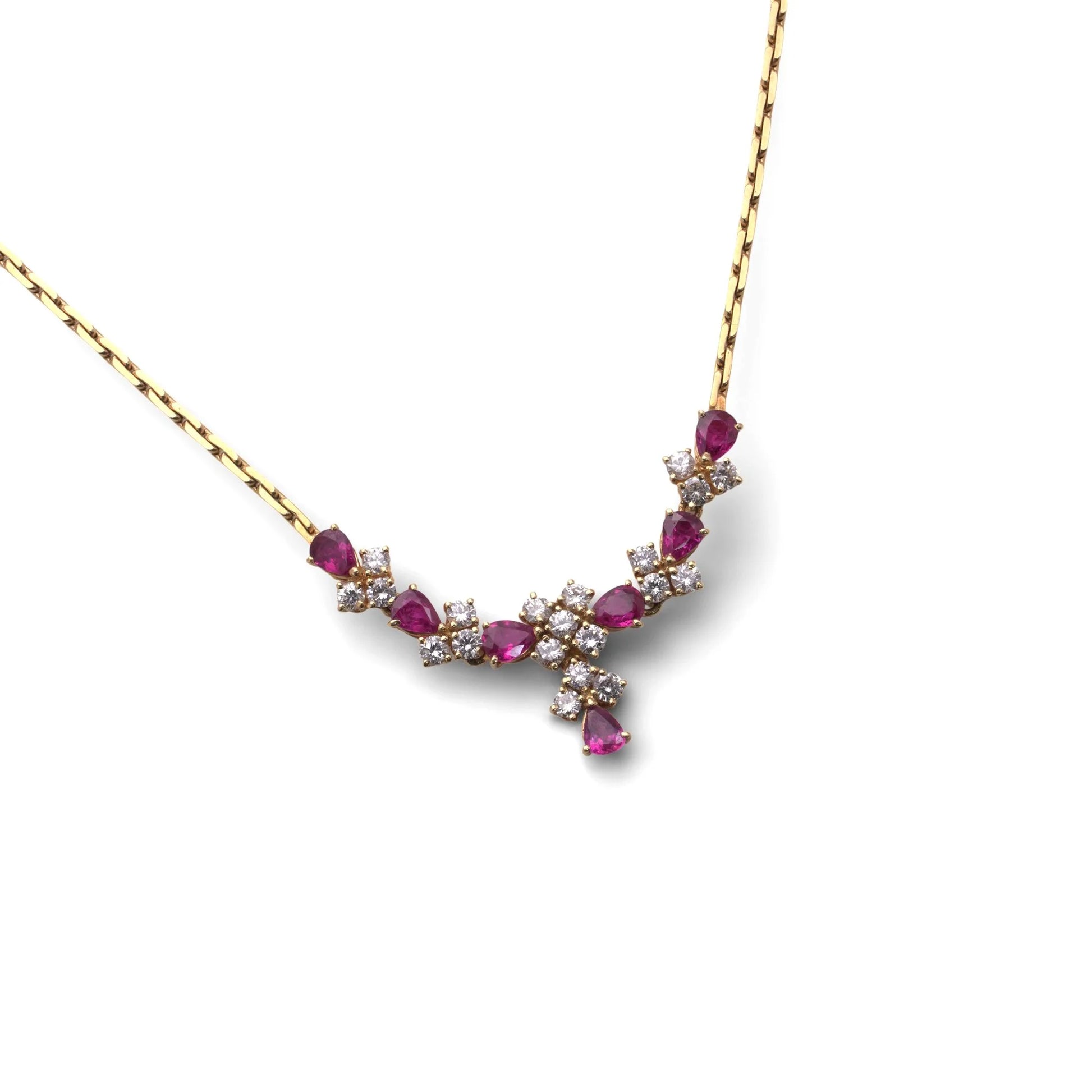 Vintage 18 Carat Gold Ruby And  Diamond Necklace, 1983
