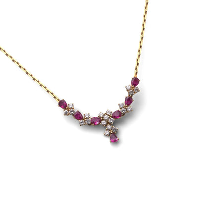 Vintage 18 Carat Gold Ruby And  Diamond Necklace, 1983