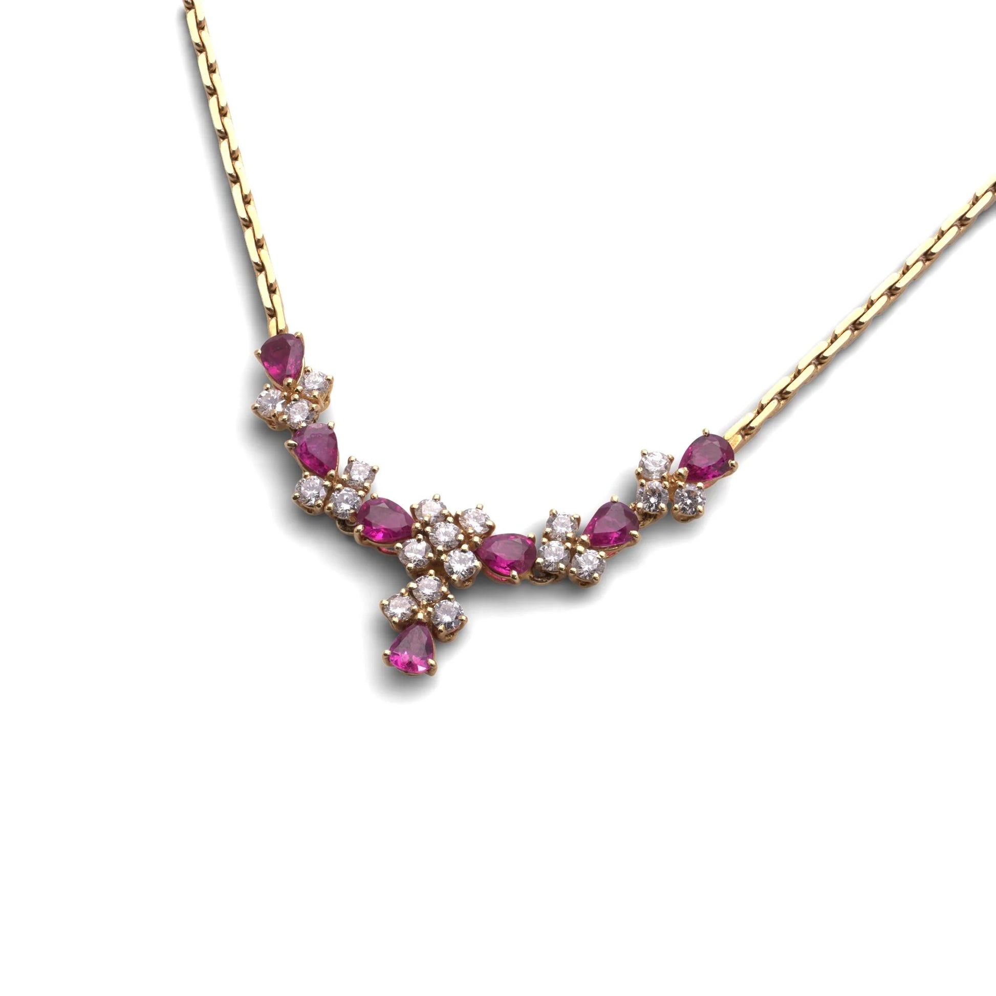 Vintage 18 Carat Gold Ruby And  Diamond Necklace, 1983