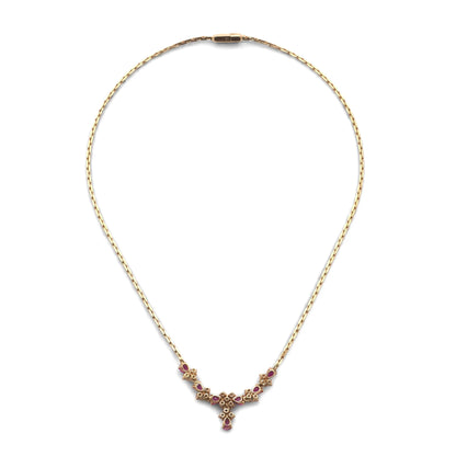 Vintage 18 Carat Gold Ruby And  Diamond Necklace, 1983