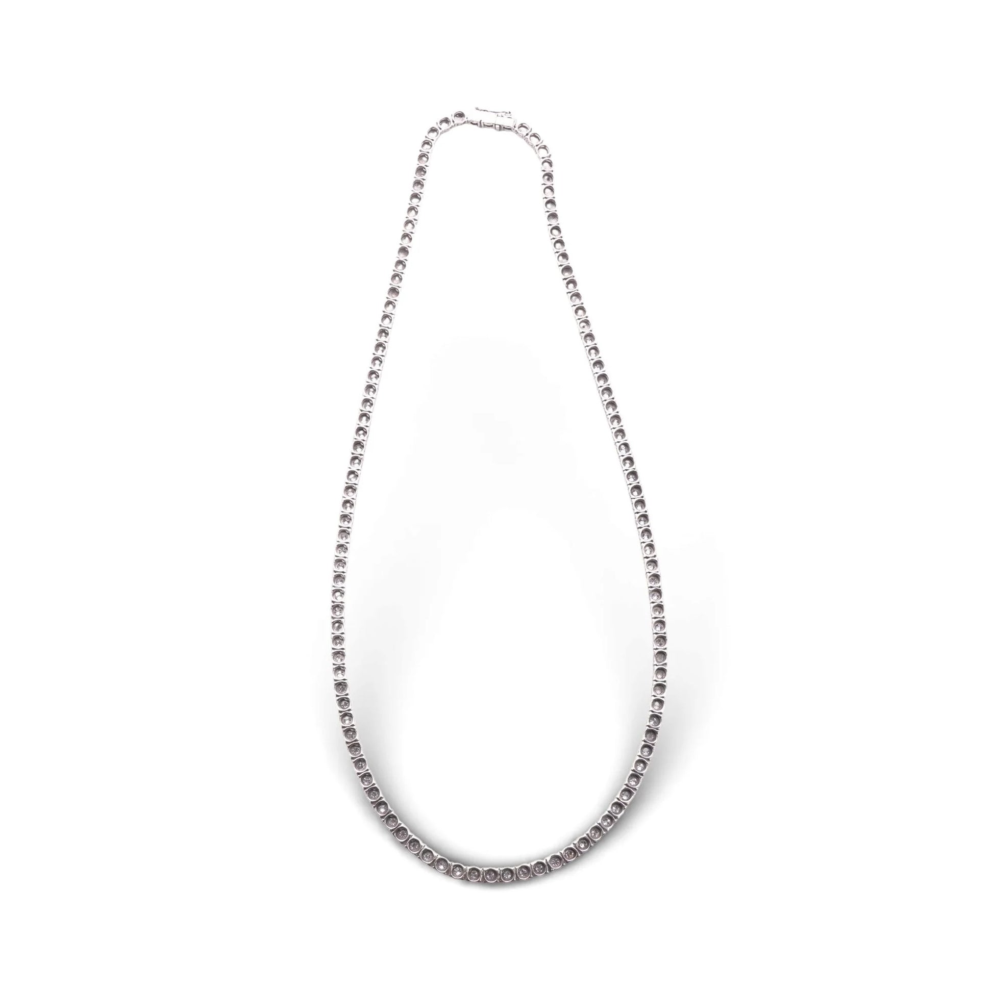 Vintage Diamond Tennis Necklace 3.36ct Total in 18ct White Gold