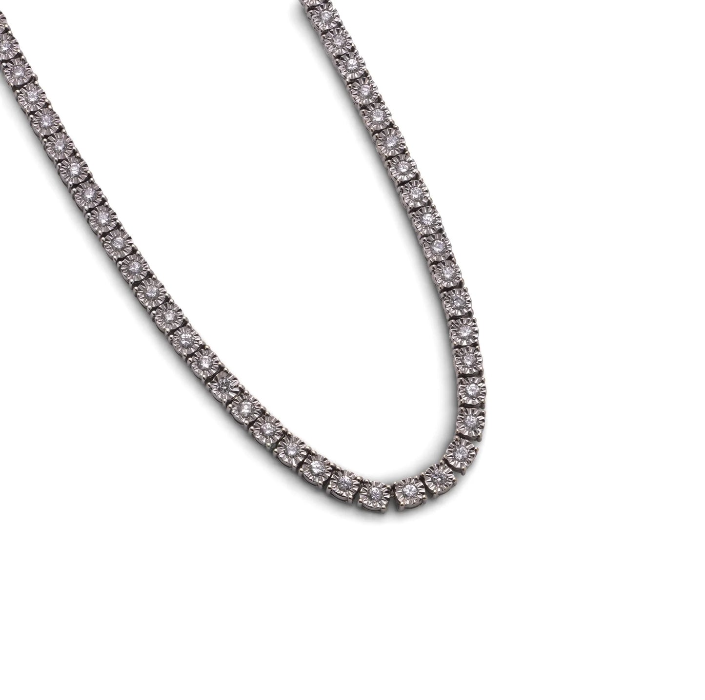 Vintage Diamond Tennis Necklace 3.36ct Total in 18ct White Gold