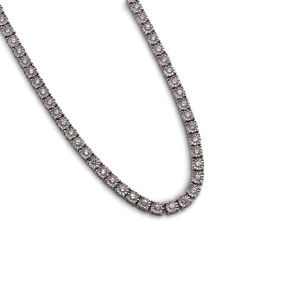 Vintage Diamond Tennis Necklace 3.36ct Total in 18ct White Gold