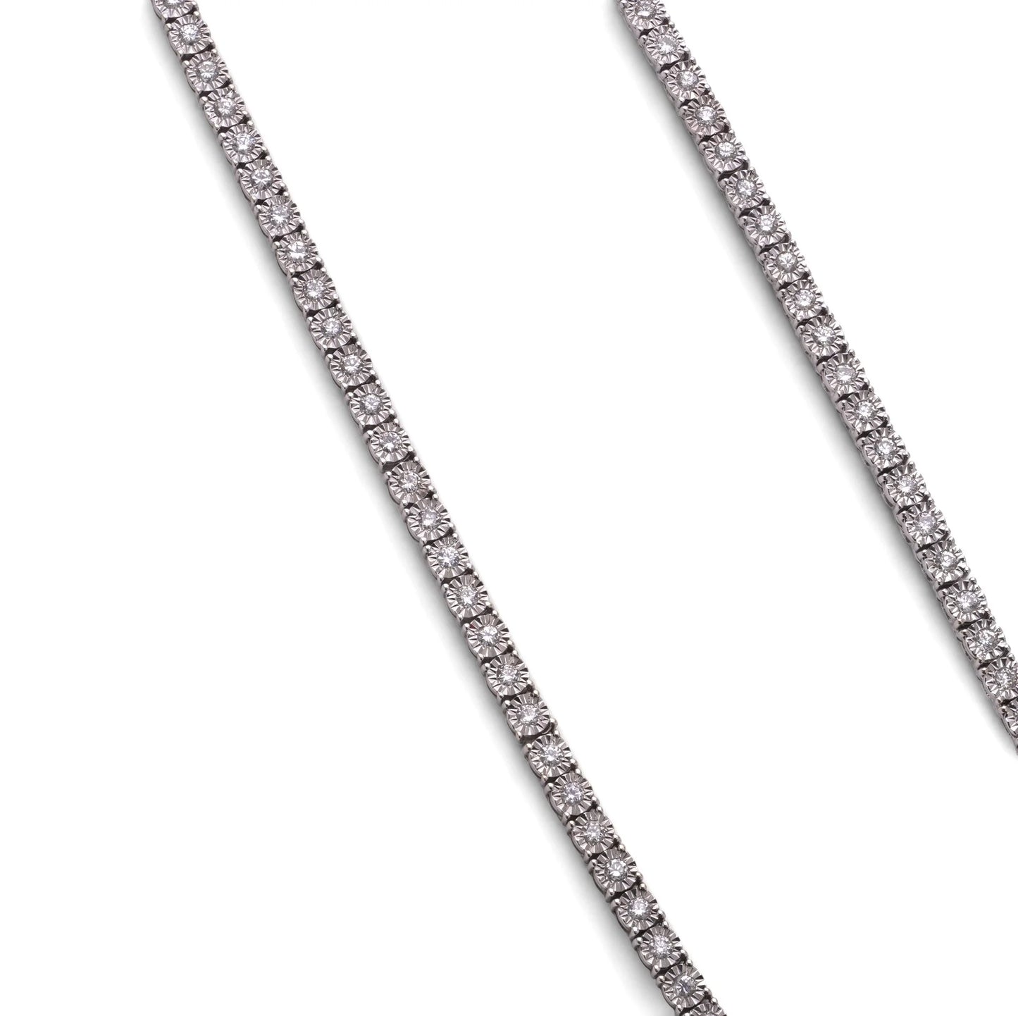 Vintage Diamond Tennis Necklace 3.36ct Total in 18ct White Gold