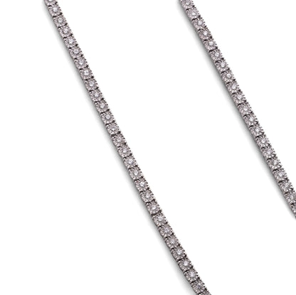 Vintage Diamond Tennis Necklace 3.36ct Total in 18ct White Gold