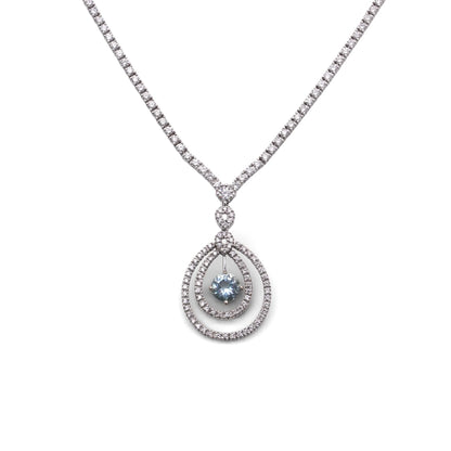 Vintage 18 Carat White Gold Diamond And Aquamarine Necklace