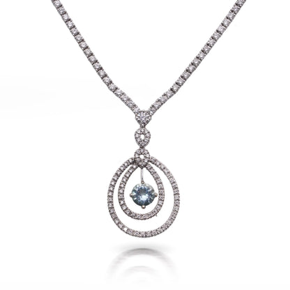 Vintage 18 Carat White Gold Diamond And Aquamarine Necklace