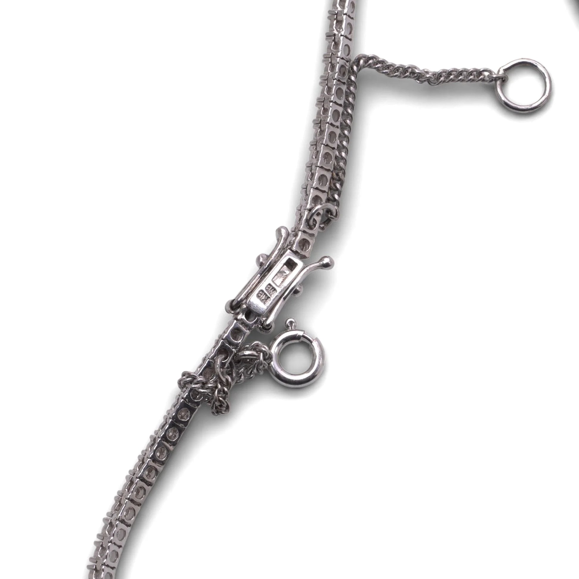 Vintage 18 Carat White Gold Diamond And Aquamarine Necklace