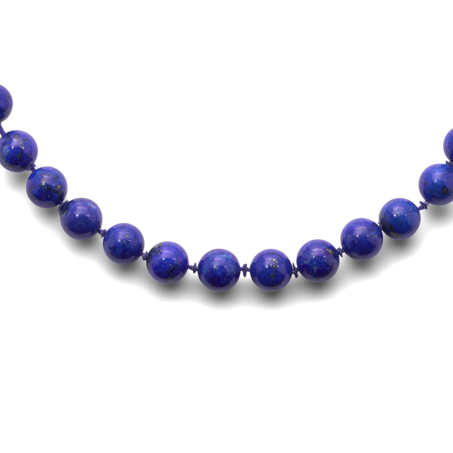 Vintage Lapis Lazuli Bead Necklace With Diamond Set 14 Carat Gold Clasp
