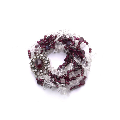 Victorian Garnet, Quartz And Diamond Multi-Strand Bead Bracelet