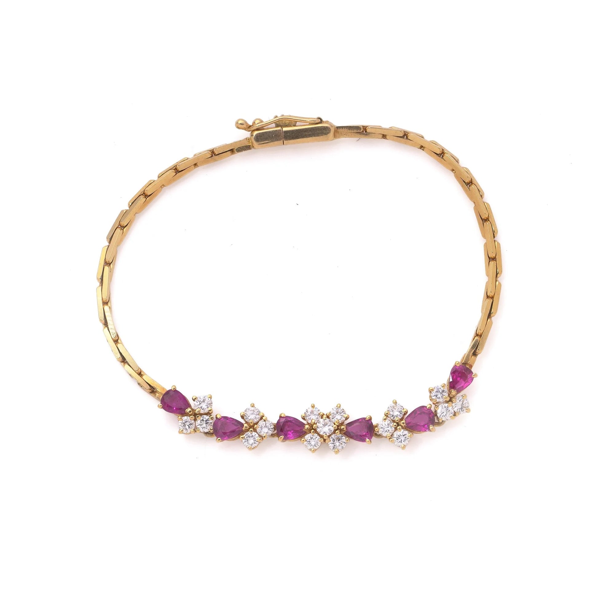 Vintage 18 Carat Gold Ruby And Diamond Bracelet, 1983