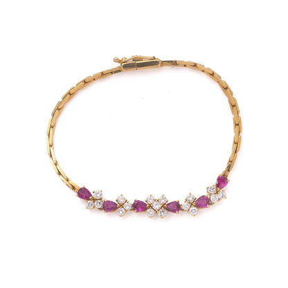 Vintage 18 Carat Gold Ruby And Diamond Bracelet, 1983