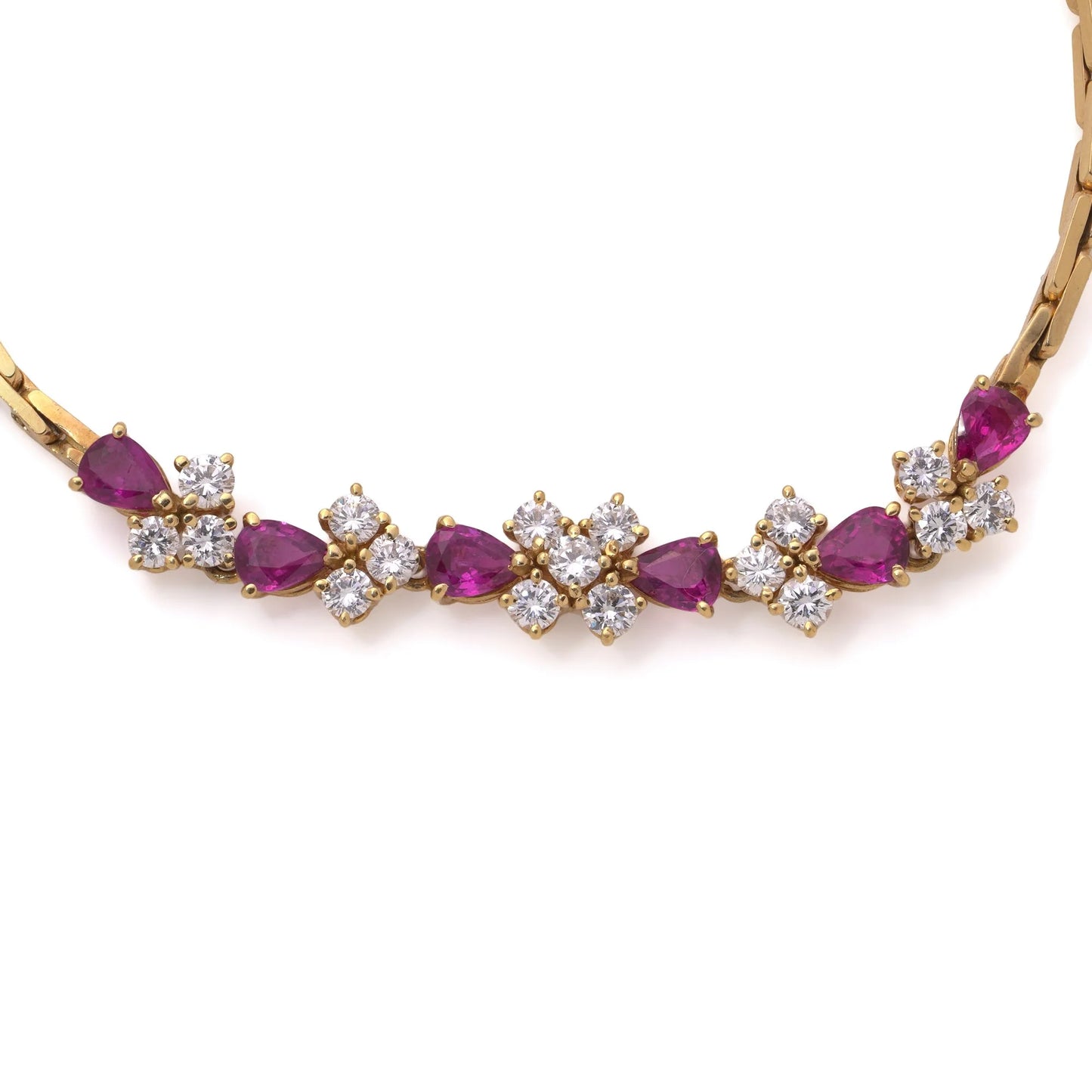 Vintage 18 Carat Gold Ruby And Diamond Bracelet, 1983