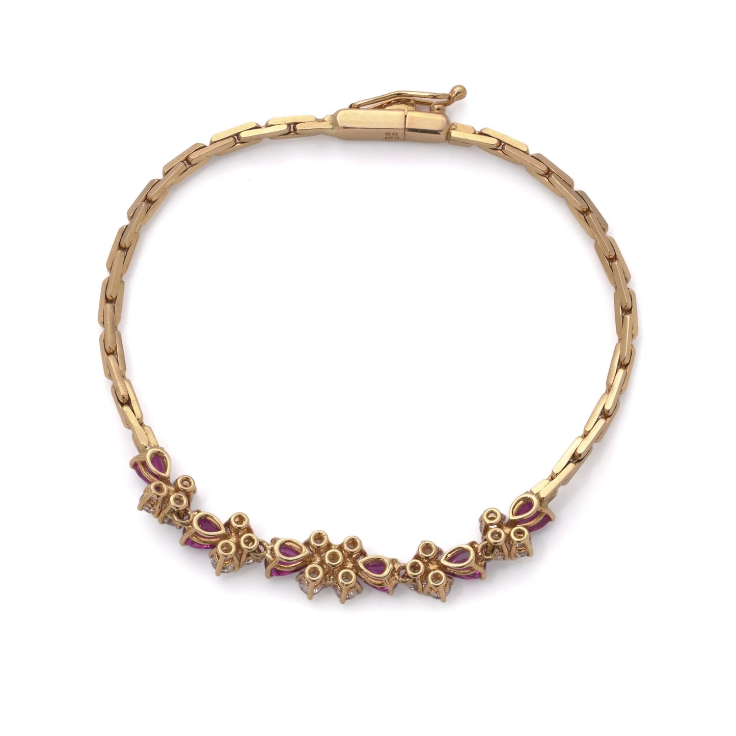 Vintage 18 Carat Gold Ruby And Diamond Bracelet, 1983