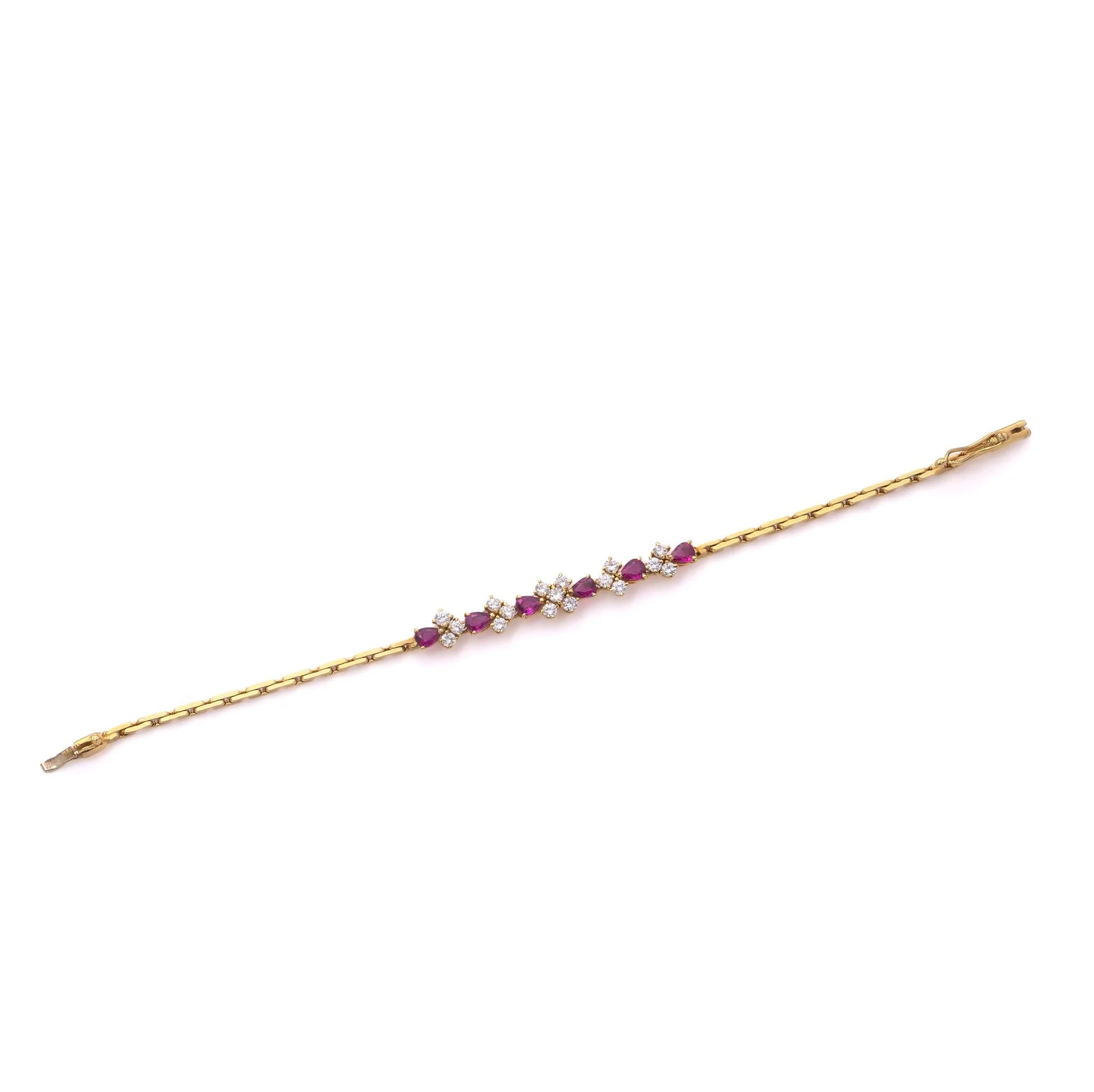 Vintage 18 Carat Gold Ruby And Diamond Bracelet, 1983