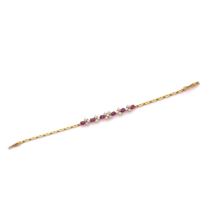 Vintage 18 Carat Gold Ruby And Diamond Bracelet, 1983