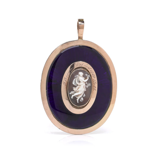 Early Victorian 9 Carat Gold Mourning Pendant And Cameo