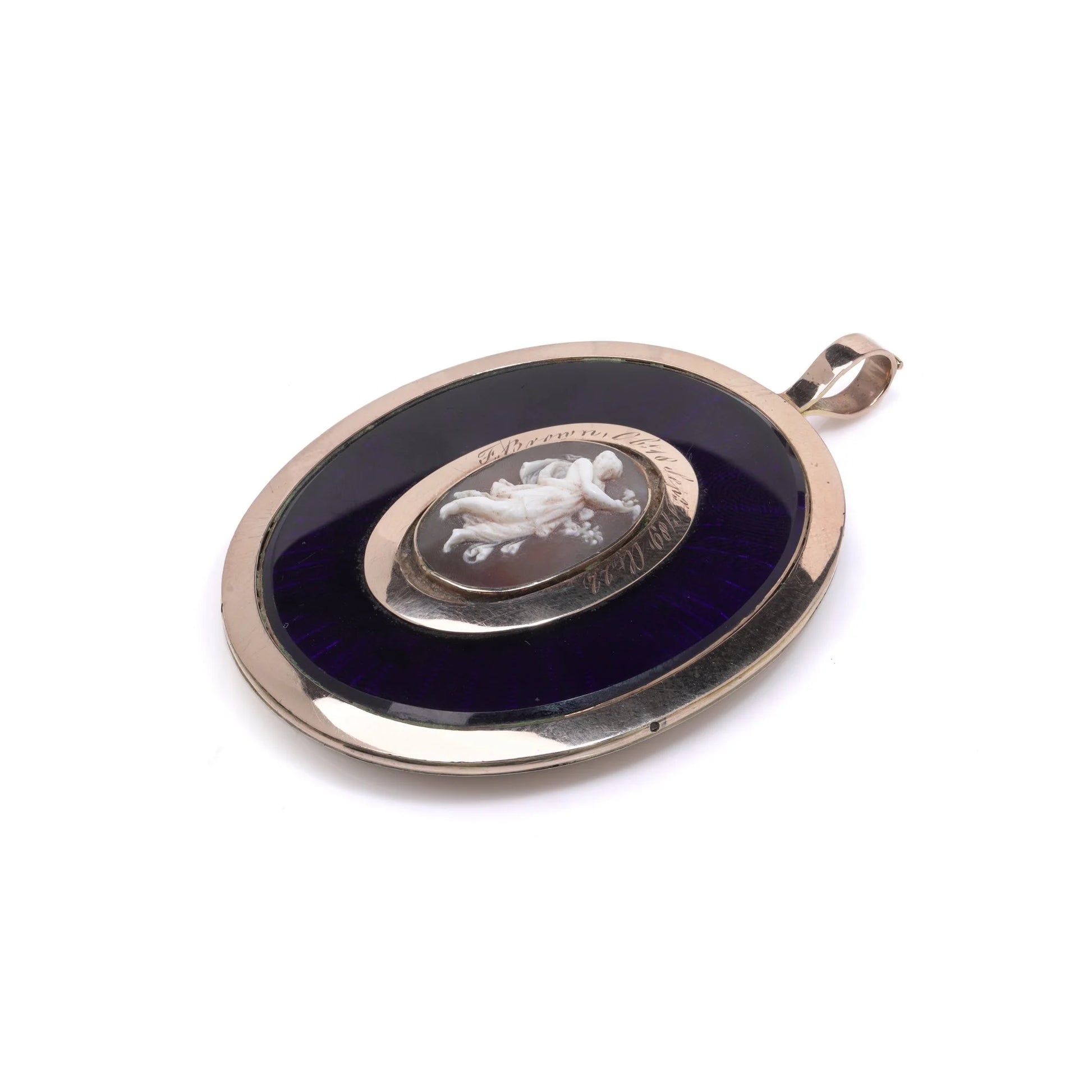 Early Victorian 9 Carat Gold Mourning Pendant And Cameo