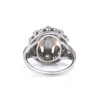 Art Deco 18 Carat Gold South Sea Cultured Pearl And Diamond Ring