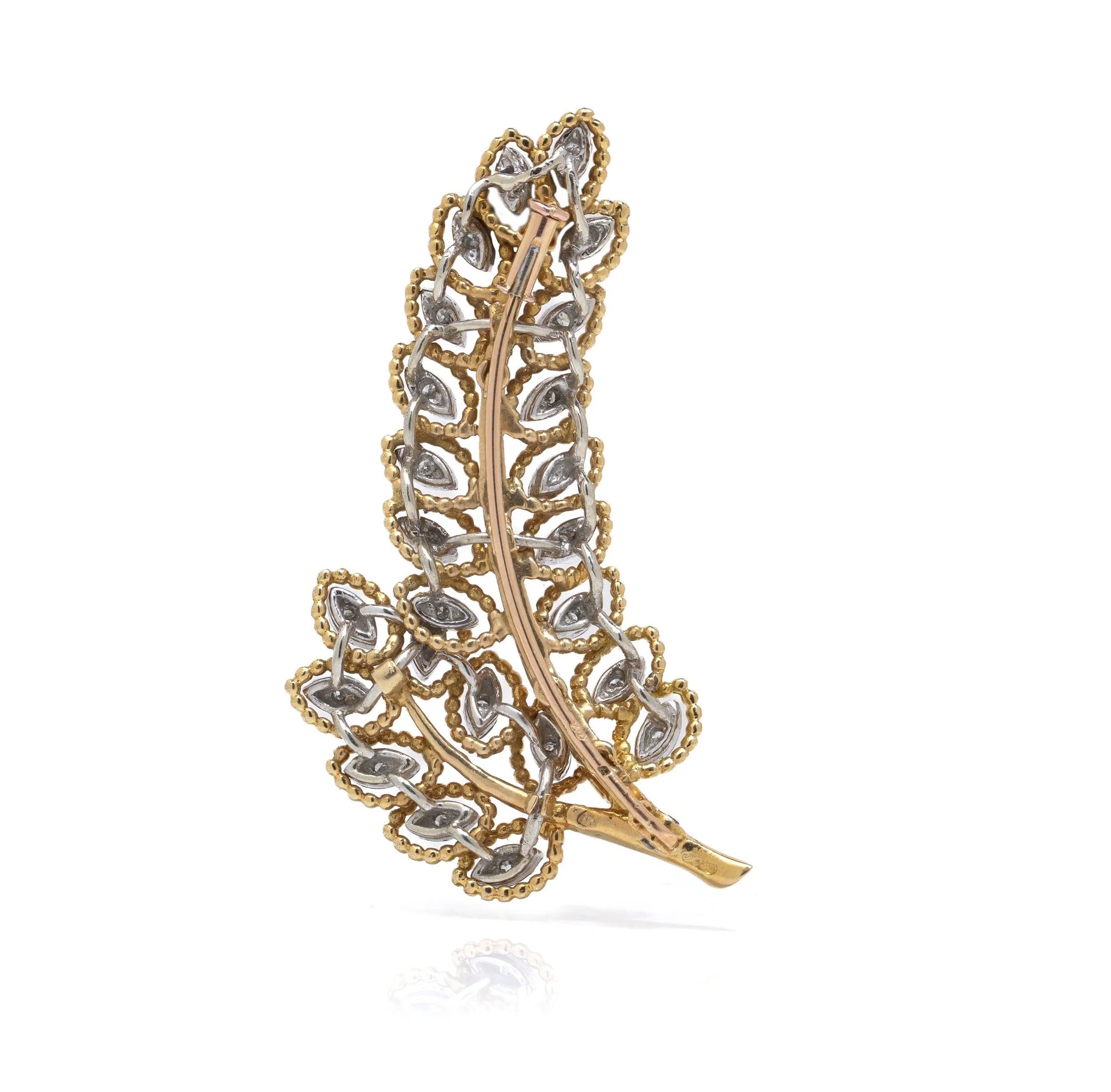 Boucheron 18 Carat Gold Diamond Leaf Brooch