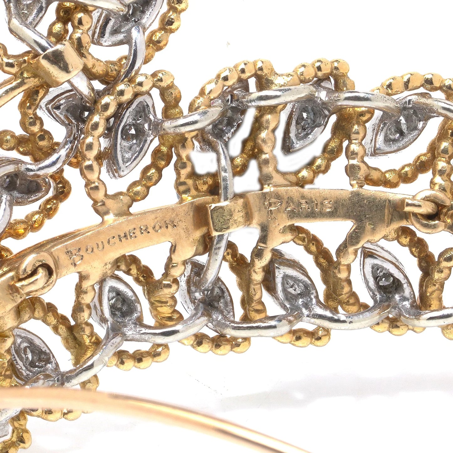 Boucheron 18 Carat Gold Diamond Leaf Brooch