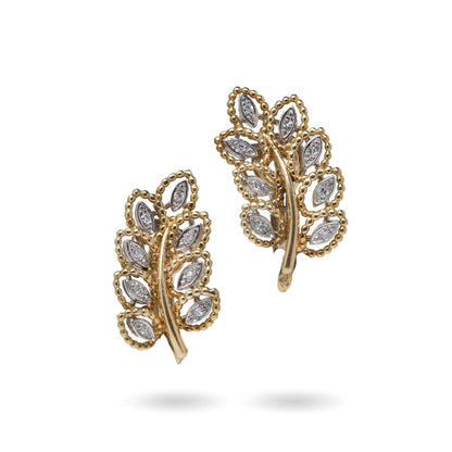 Boucheron 18 Carat Gold Diamond Leaf Clip Earrings