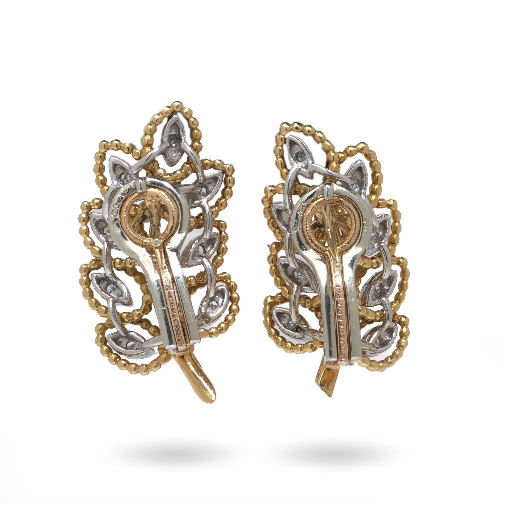 Boucheron 18 Carat Gold Diamond Leaf Clip Earrings