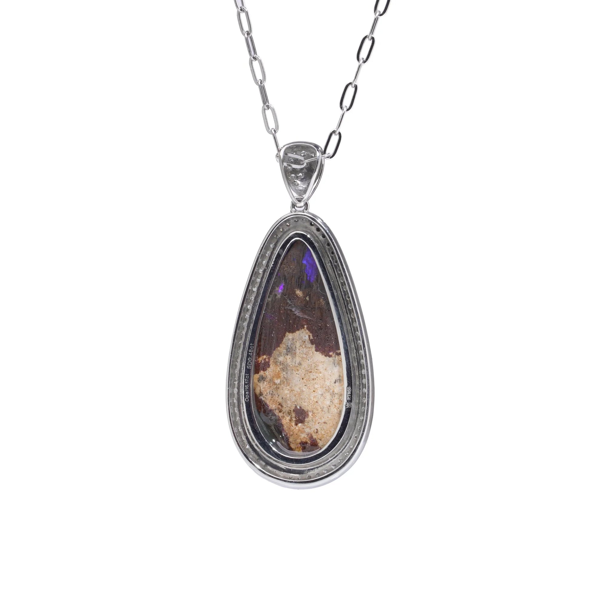 Platinum Opal And Diamond Pendant Necklace