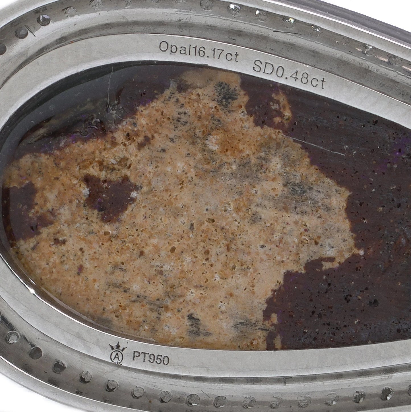 Platinum Opal And Diamond Pendant Necklace