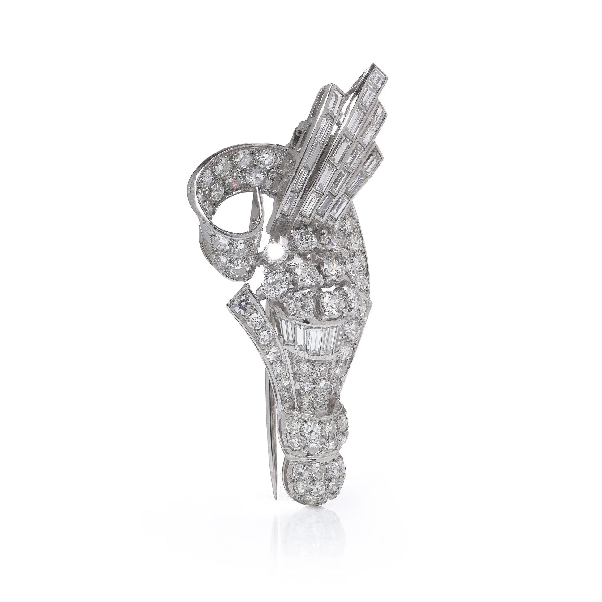 Vintage Art Deco Platinum Diamond Brooch Circa 1930's