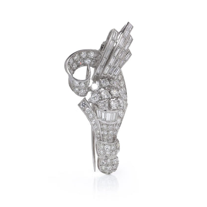 Vintage Art Deco Platinum Diamond Brooch Circa 1930's
