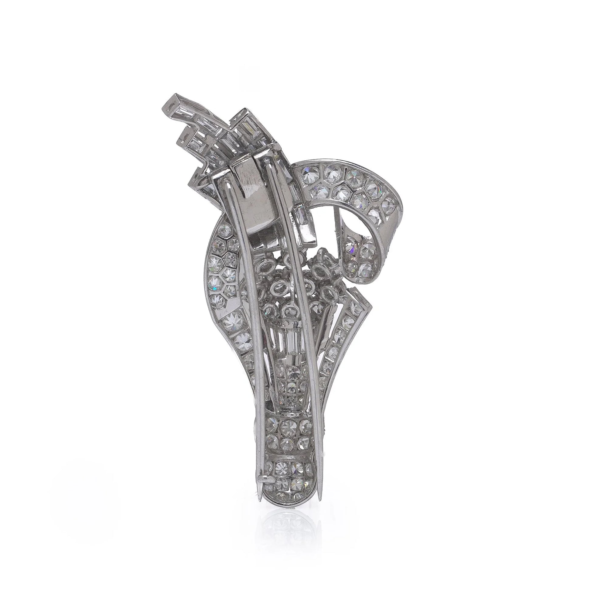 Vintage Art Deco Platinum Diamond Brooch Circa 1930's