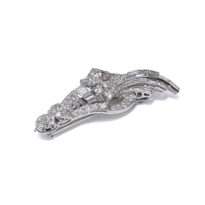 Vintage Art Deco Platinum Diamond Brooch Circa 1930's