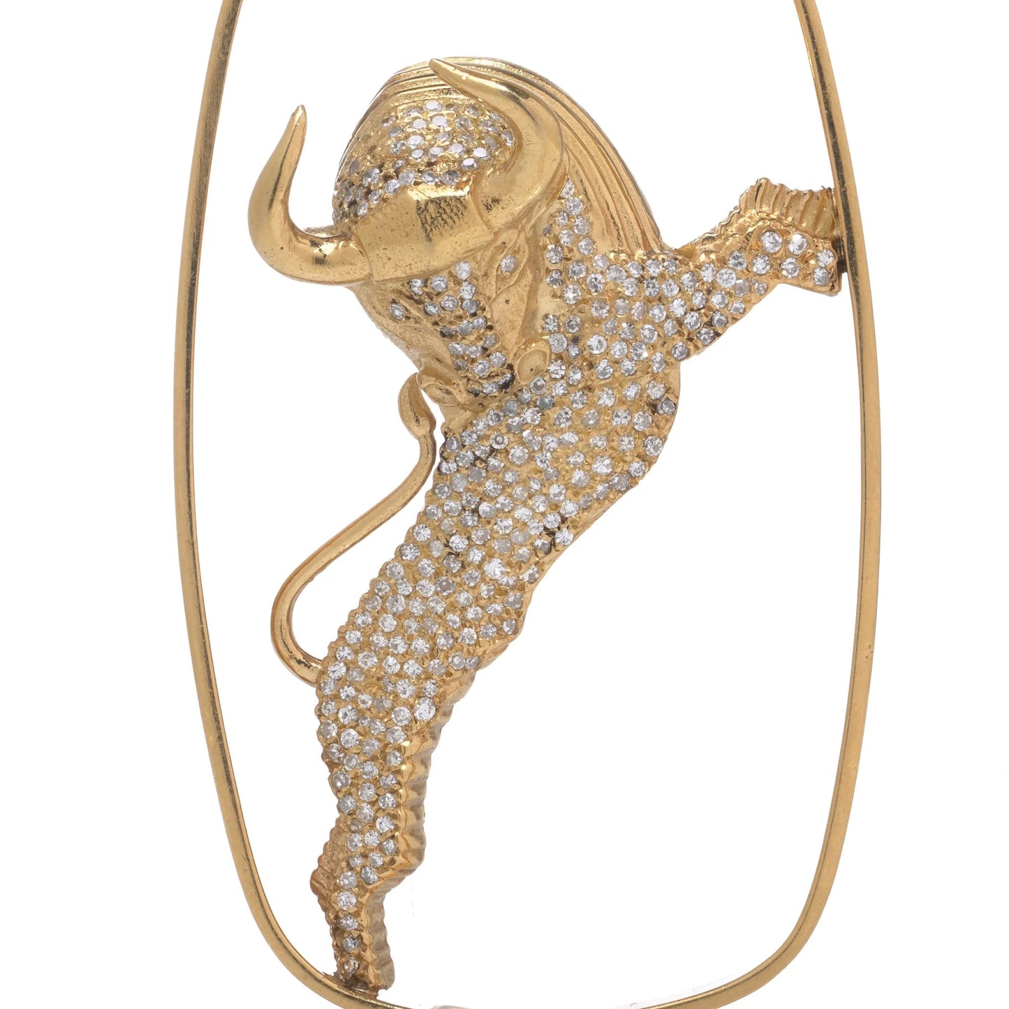 Georges L'Enfant Vintage 18 Carat Gold Diamond Bull Pendant