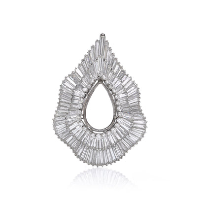 Platinum Diamond Pendant With Baguette And Round-Cut Diamonds