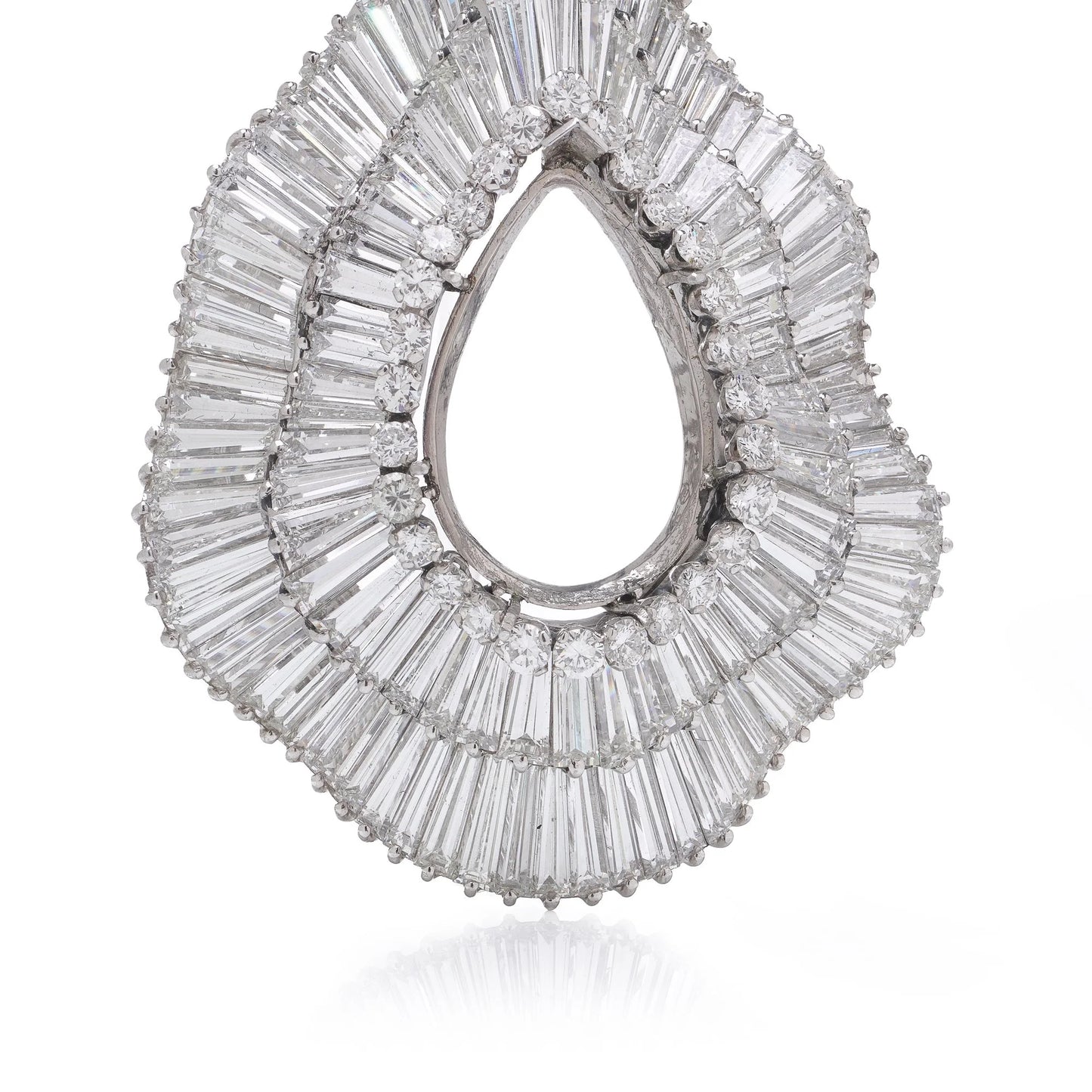 Platinum Diamond Pendant With Baguette And Round-Cut Diamonds