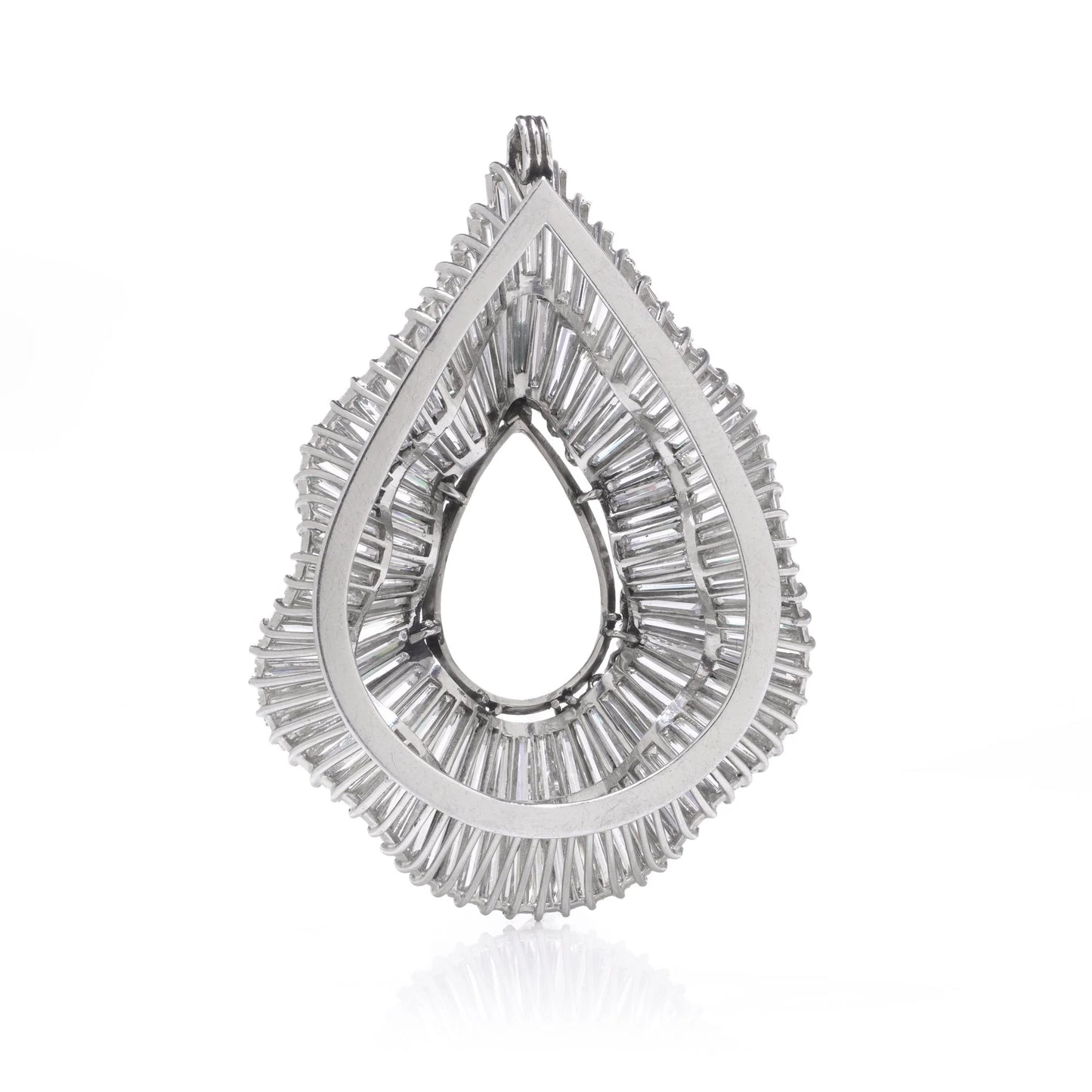Platinum Diamond Pendant With Baguette And Round-Cut Diamonds