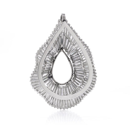 Platinum Diamond Pendant With Baguette And Round-Cut Diamonds