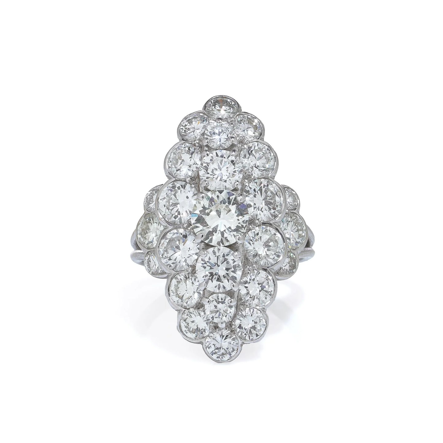 Vintage 18 Carat White Gold Diamond Cluster Ring