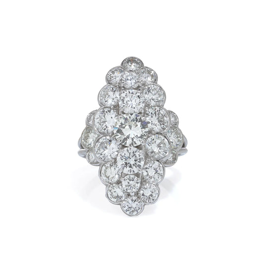 Vintage 18 Carat White Gold Diamond Cluster Ring