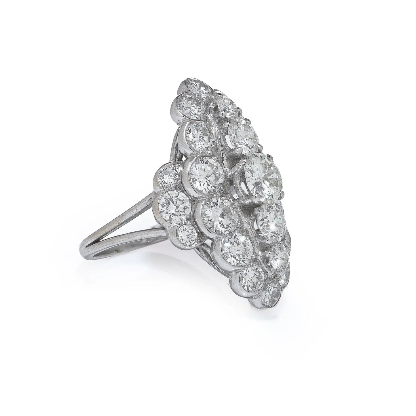 Vintage 18 Carat White Gold Diamond Cluster Ring