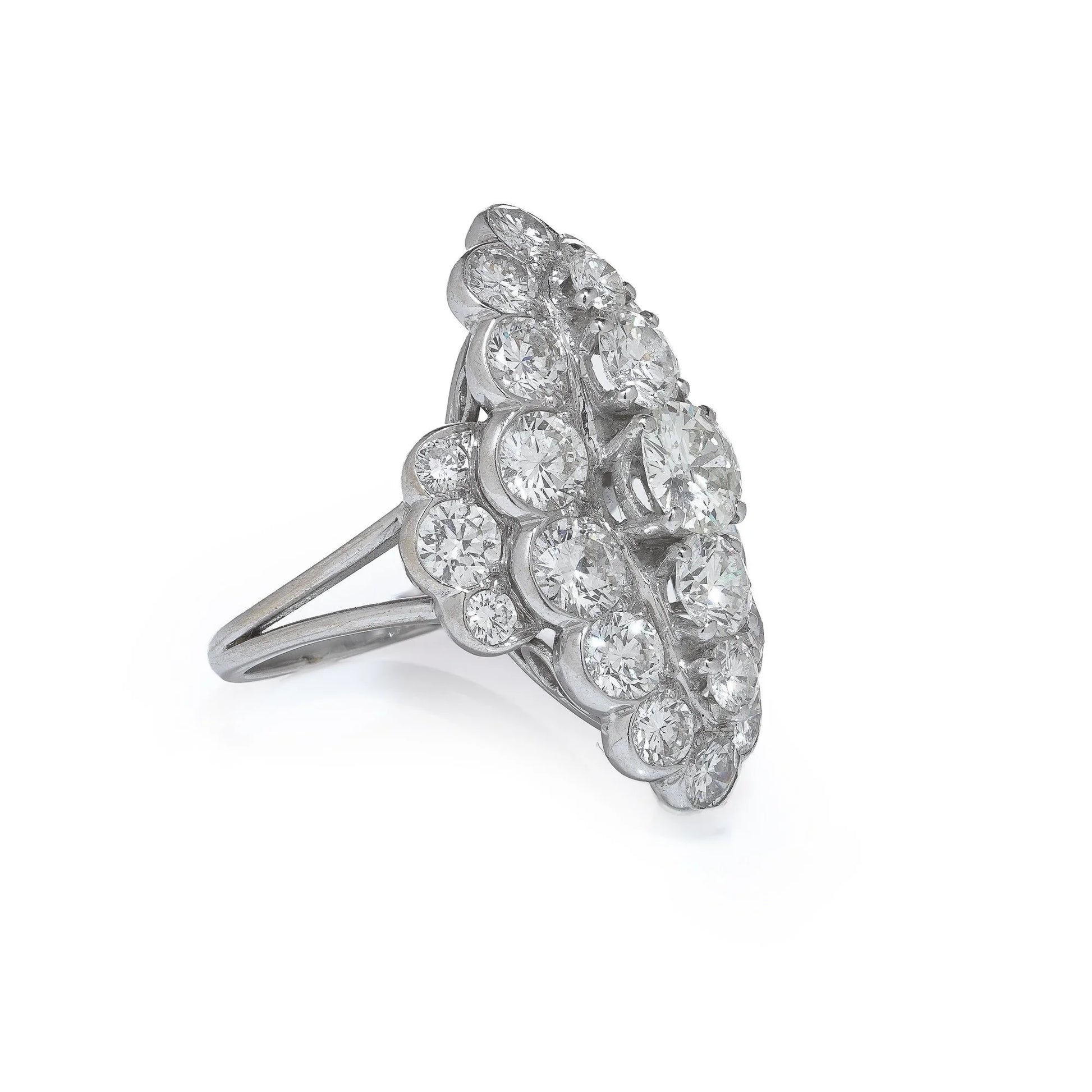 Vintage 18 Carat White Gold Diamond Cluster Ring