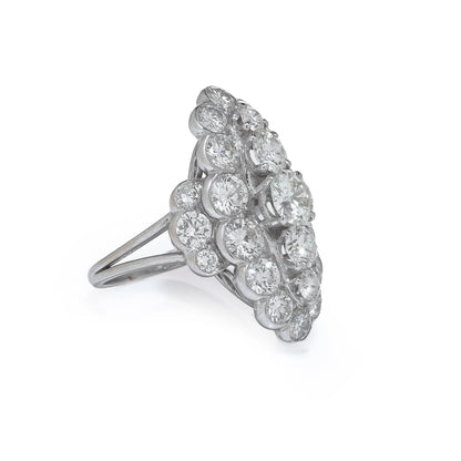 Vintage 18 Carat White Gold Diamond Cluster Ring