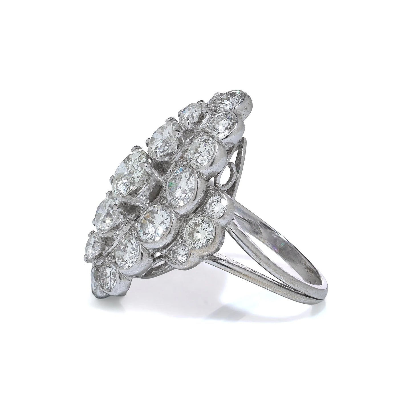 Vintage 18 Carat White Gold Diamond Cluster Ring