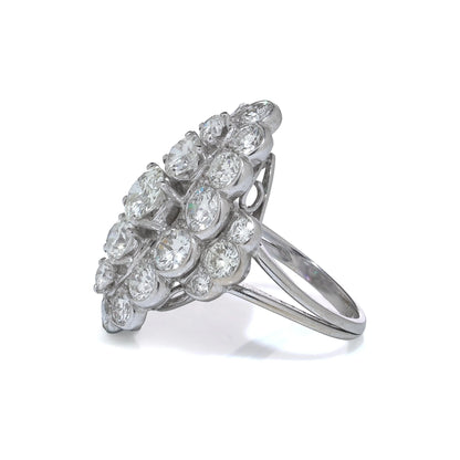 Vintage 18 Carat White Gold Diamond Cluster Ring