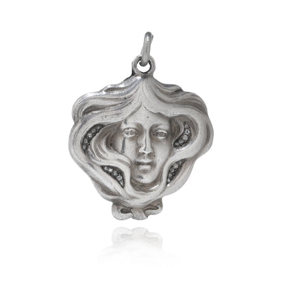 Russian Faberge Art Nouveau Silver Pendant