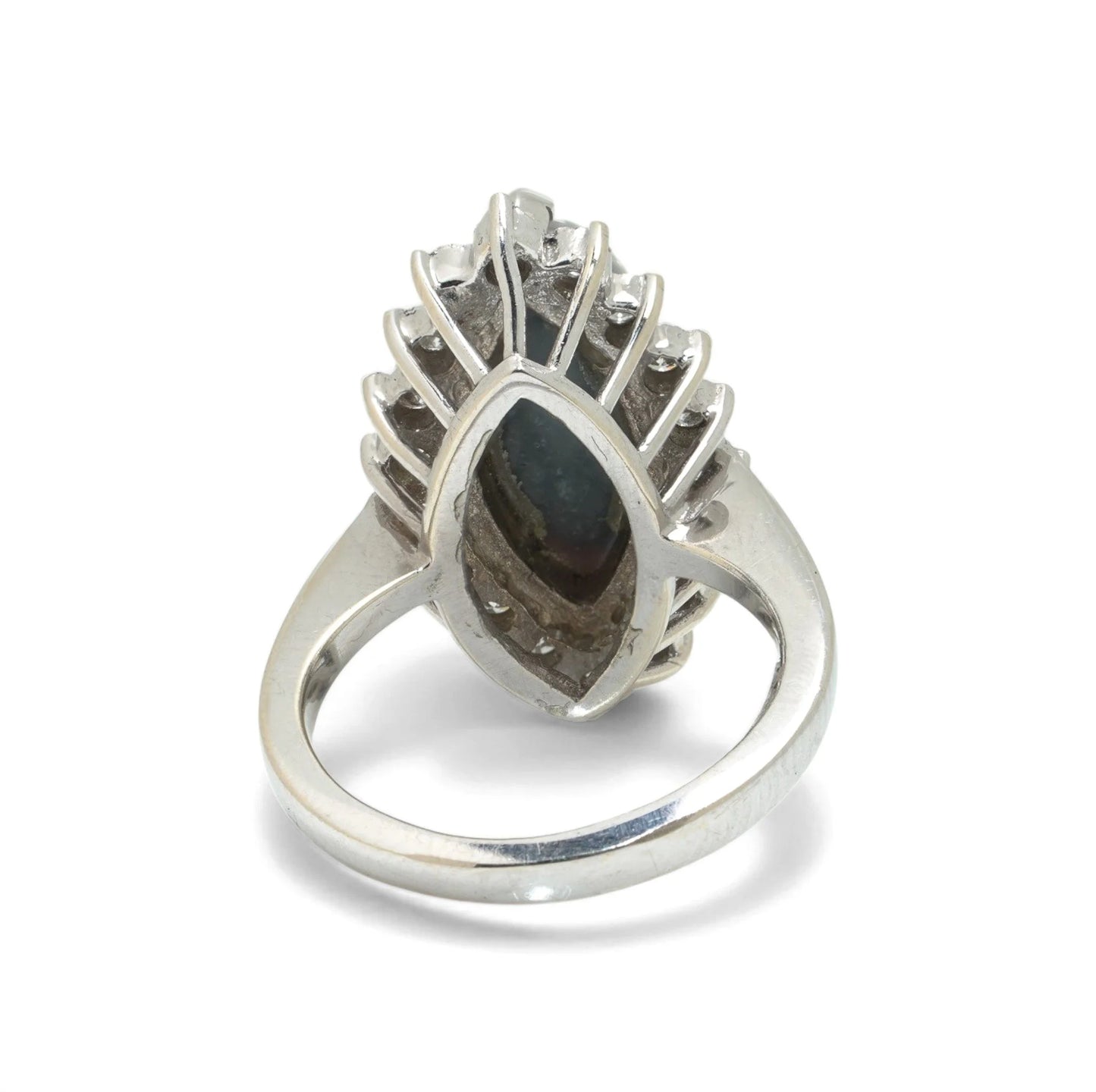 Vintage 14 ct White Gold Opal And Diamond Cluster Ring