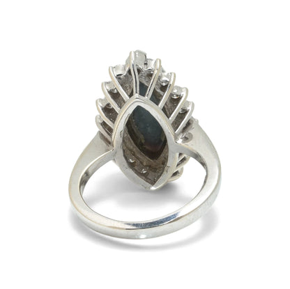 Vintage 14 ct White Gold Opal And Diamond Cluster Ring
