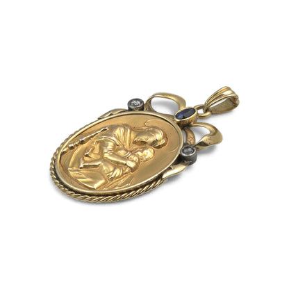 Antique 18KT Gold Madonna and Child Pendant