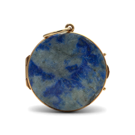 Antique 18 Carat Yellow Gold Lapis Lazuli Religious Icon Locket Pendant, Circa 1900